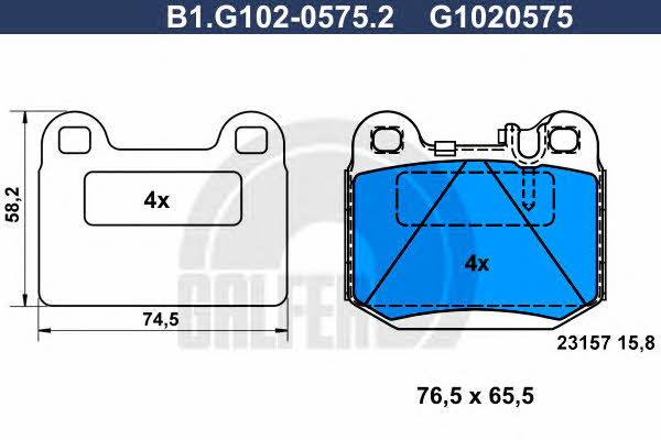 Galfer B1.G102-0575.2 Brake Pad Set, disc brake B1G10205752