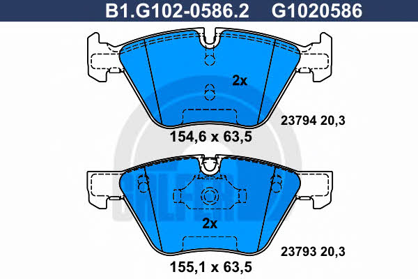 Galfer B1.G102-0586.2 Brake Pad Set, disc brake B1G10205862