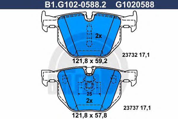 Galfer B1.G102-0588.2 Brake Pad Set, disc brake B1G10205882