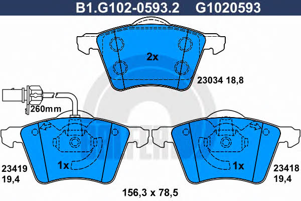Galfer B1.G102-0593.2 Brake Pad Set, disc brake B1G10205932