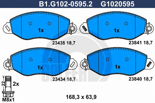 Galfer B1.G102-0595.2 Brake Pad Set, disc brake B1G10205952
