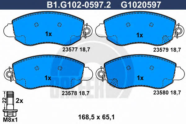 Galfer B1.G102-0597.2 Brake Pad Set, disc brake B1G10205972