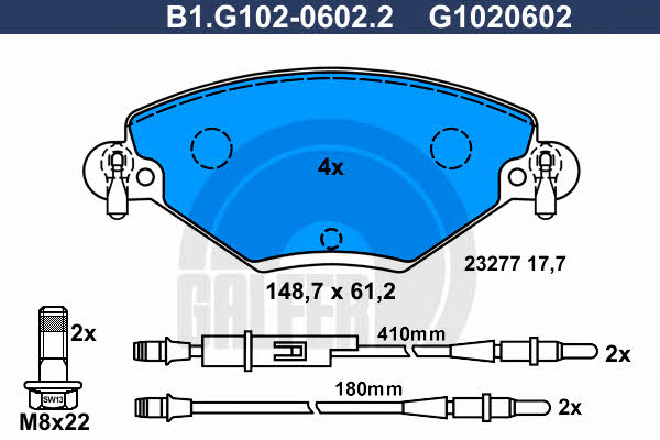 Galfer B1.G102-0602.2 Brake Pad Set, disc brake B1G10206022