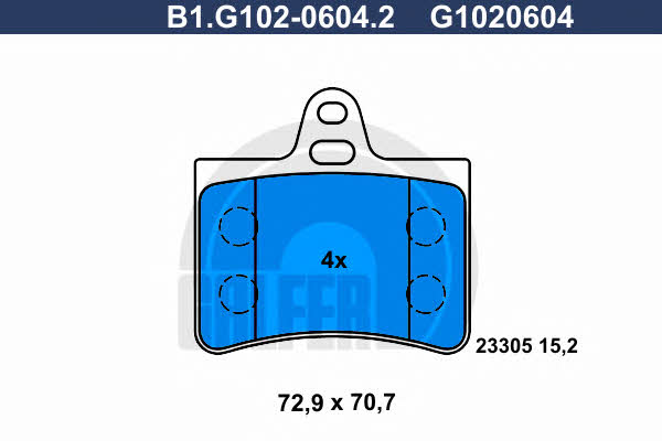 Galfer B1.G102-0604.2 Brake Pad Set, disc brake B1G10206042