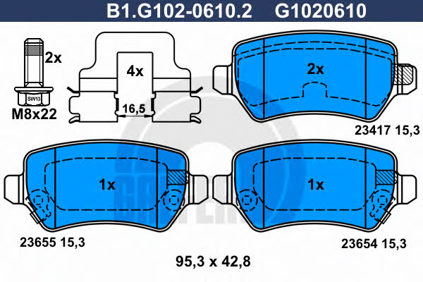 Galfer B1.G102-0610.2 Brake Pad Set, disc brake B1G10206102