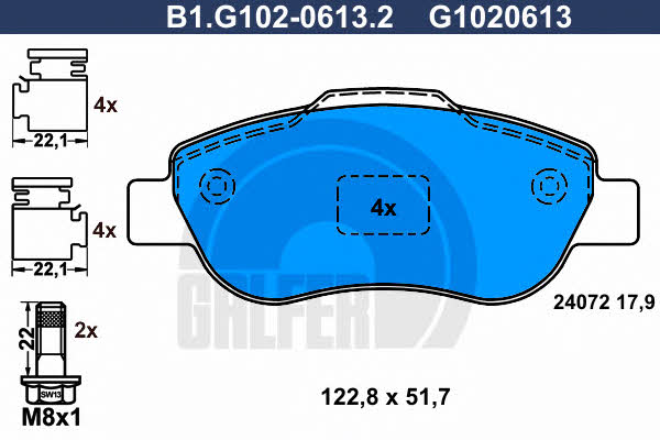 Galfer B1.G102-0613.2 Brake Pad Set, disc brake B1G10206132