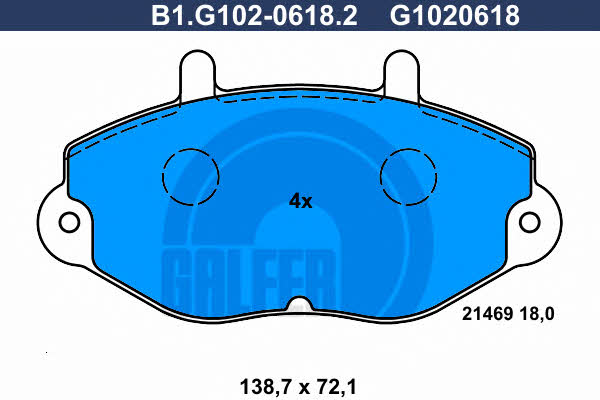 Galfer B1.G102-0618.2 Brake Pad Set, disc brake B1G10206182