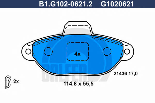 Galfer B1.G102-0621.2 Brake Pad Set, disc brake B1G10206212