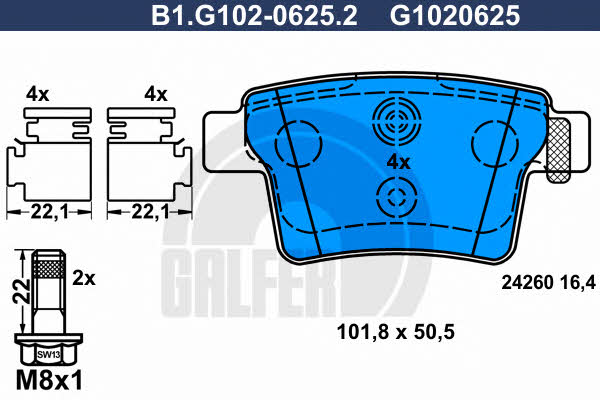 Galfer B1.G102-0625.2 Brake Pad Set, disc brake B1G10206252