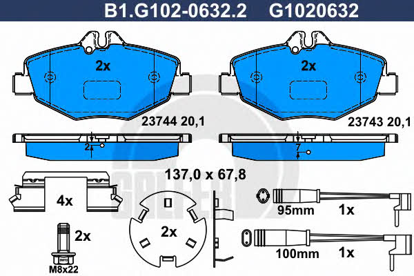 Galfer B1.G102-0632.2 Brake Pad Set, disc brake B1G10206322
