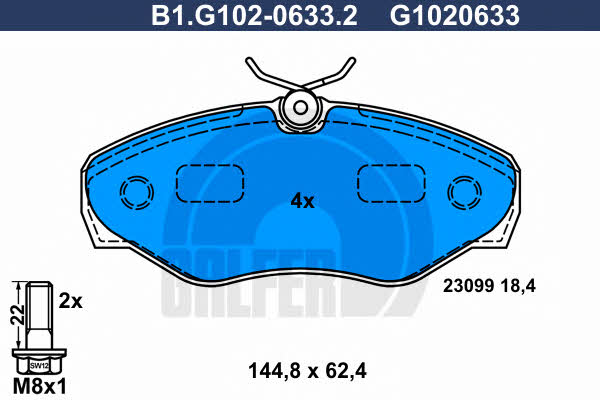 Galfer B1.G102-0633.2 Brake Pad Set, disc brake B1G10206332
