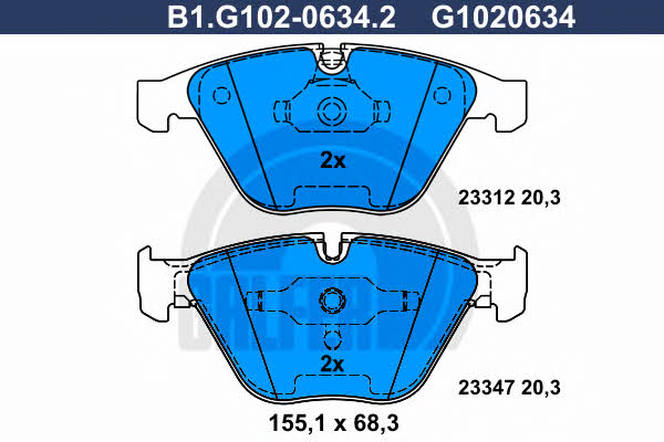 Galfer B1.G102-0634.2 Brake Pad Set, disc brake B1G10206342