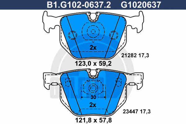 Galfer B1.G102-0637.2 Brake Pad Set, disc brake B1G10206372