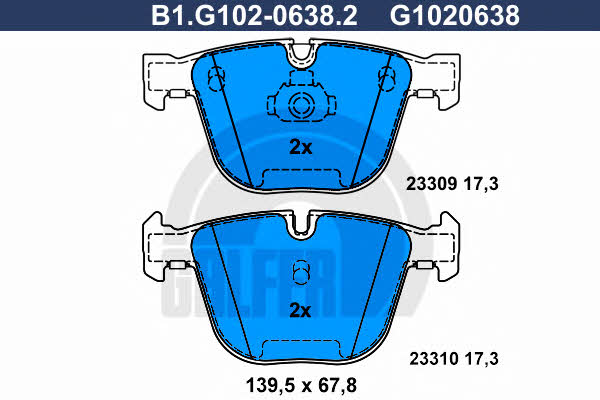 Galfer B1.G102-0638.2 Brake Pad Set, disc brake B1G10206382