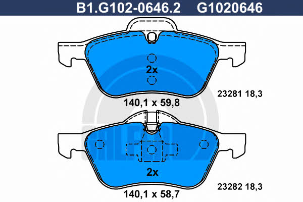 Galfer B1.G102-0646.2 Brake Pad Set, disc brake B1G10206462