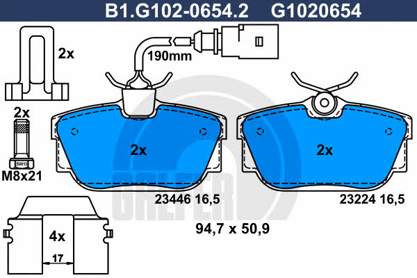 Galfer B1.G102-0654.2 Brake Pad Set, disc brake B1G10206542
