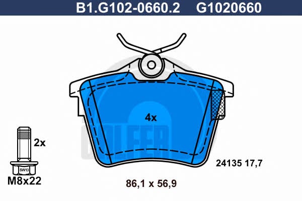 Galfer B1.G102-0660.2 Brake Pad Set, disc brake B1G10206602