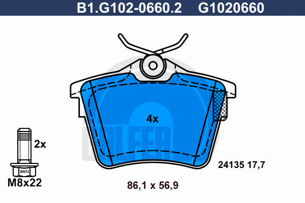Galfer B1.G102-0660.2 Brake Pad Set, disc brake B1G10206602