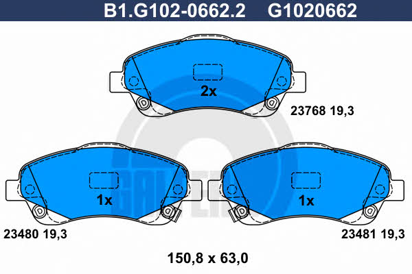 Galfer B1.G102-0662.2 Brake Pad Set, disc brake B1G10206622