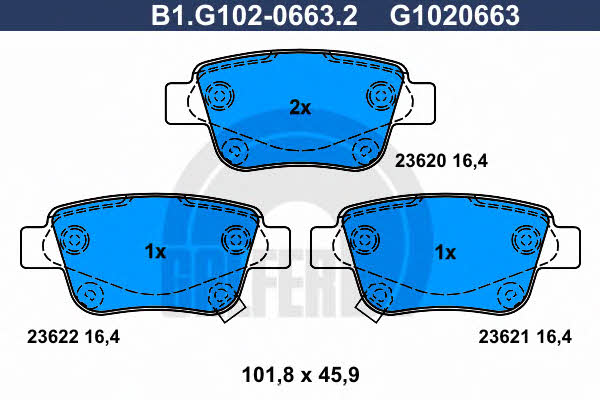 Galfer B1.G102-0663.2 Brake Pad Set, disc brake B1G10206632