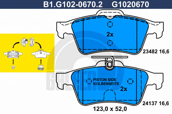 Galfer B1.G102-0670.2 Brake Pad Set, disc brake B1G10206702