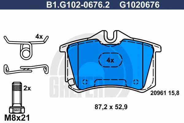 Galfer B1.G102-0676.2 Brake Pad Set, disc brake B1G10206762