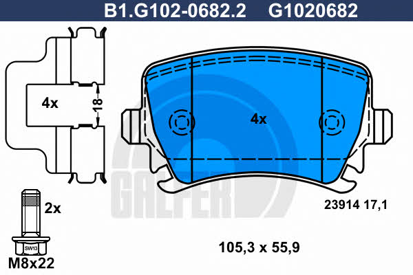 Galfer B1.G102-0682.2 Brake Pad Set, disc brake B1G10206822