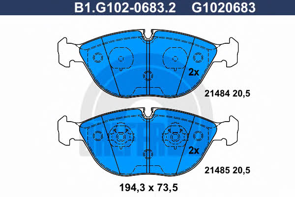 Galfer B1.G102-0683.2 Brake Pad Set, disc brake B1G10206832