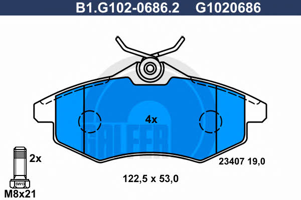 Galfer B1.G102-0686.2 Brake Pad Set, disc brake B1G10206862