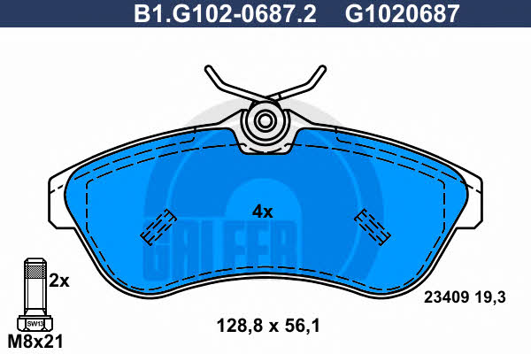 Galfer B1.G102-0687.2 Brake Pad Set, disc brake B1G10206872