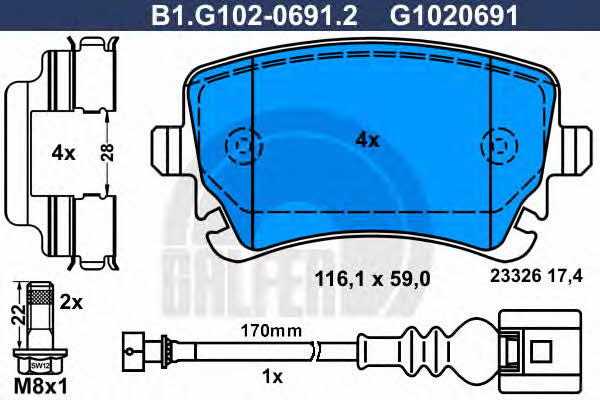 Galfer B1.G102-0691.2 Brake Pad Set, disc brake B1G10206912