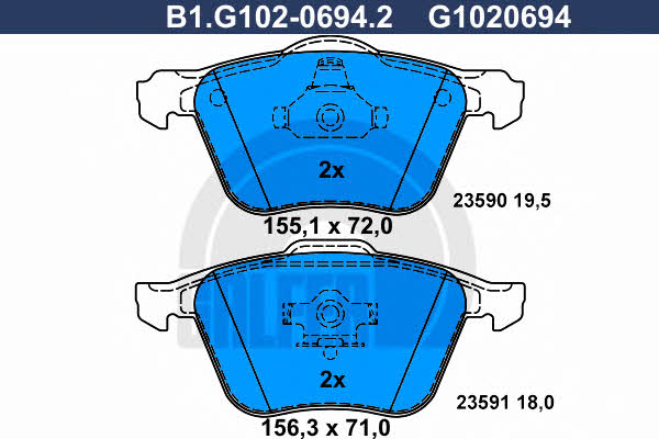 Galfer B1.G102-0694.2 Brake Pad Set, disc brake B1G10206942