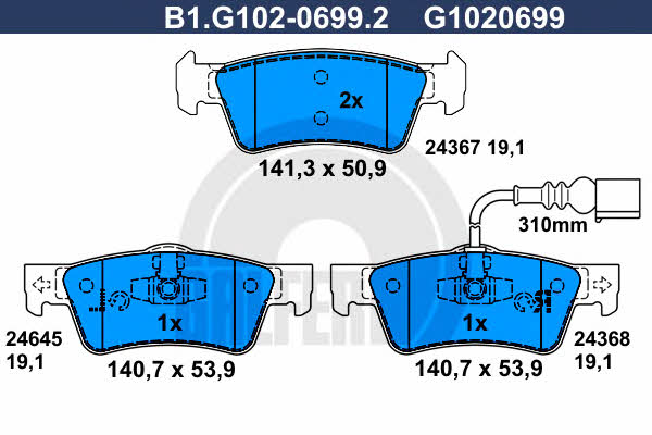 Galfer B1.G102-0699.2 Brake Pad Set, disc brake B1G10206992