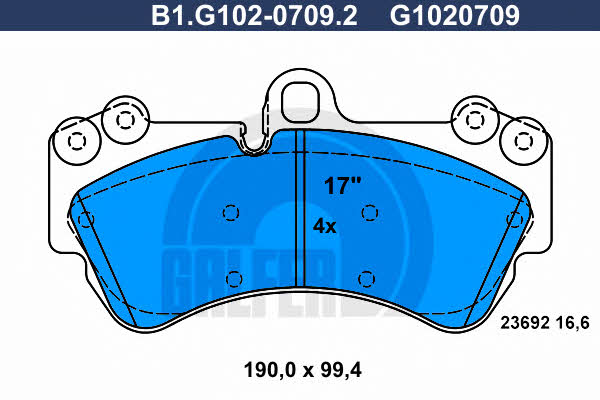 Galfer B1.G102-0709.2 Brake Pad Set, disc brake B1G10207092