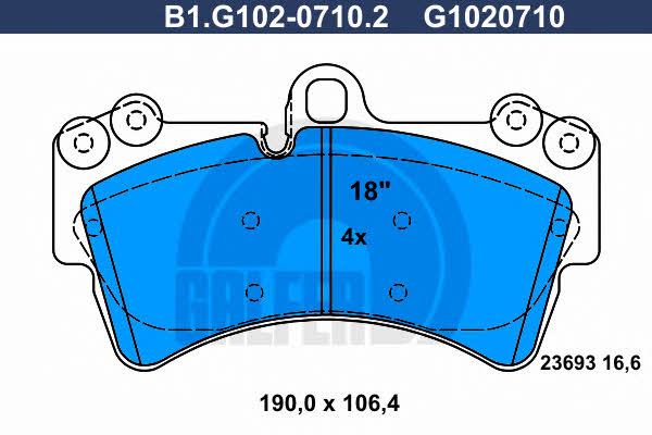 Galfer B1.G102-0710.2 Brake Pad Set, disc brake B1G10207102