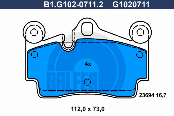 Galfer B1.G102-0711.2 Brake Pad Set, disc brake B1G10207112