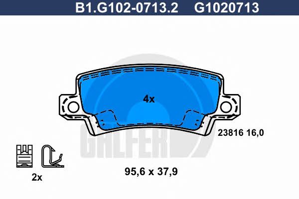 Galfer B1.G102-0713.2 Brake Pad Set, disc brake B1G10207132