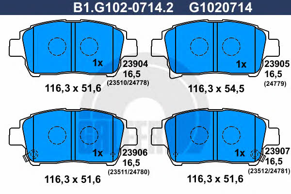 Galfer B1.G102-0714.2 Brake Pad Set, disc brake B1G10207142