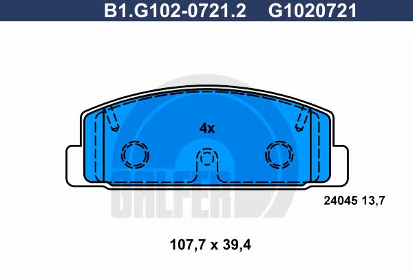 Galfer B1.G102-0721.2 Brake Pad Set, disc brake B1G10207212
