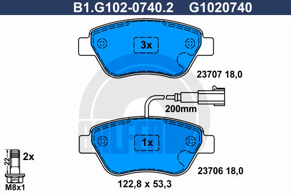 Galfer B1.G102-0740.2 Brake Pad Set, disc brake B1G10207402