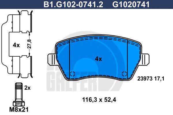 Galfer B1.G102-0741.2 Brake Pad Set, disc brake B1G10207412