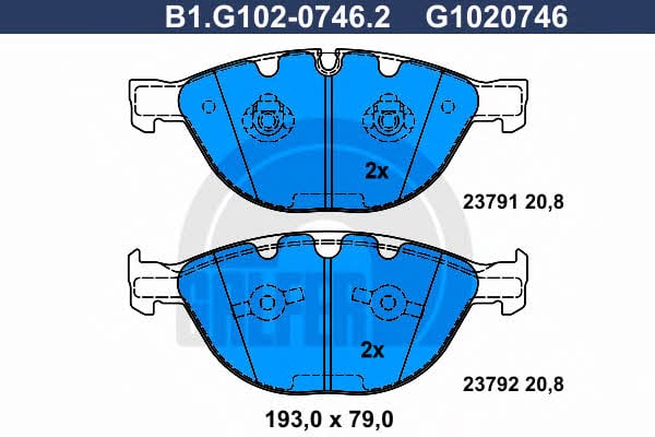 Galfer B1.G102-0746.2 Brake Pad Set, disc brake B1G10207462