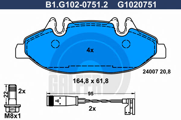 Galfer B1.G102-0751.2 Brake Pad Set, disc brake B1G10207512