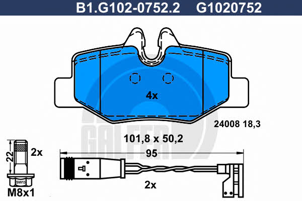 Galfer B1.G102-0752.2 Brake Pad Set, disc brake B1G10207522