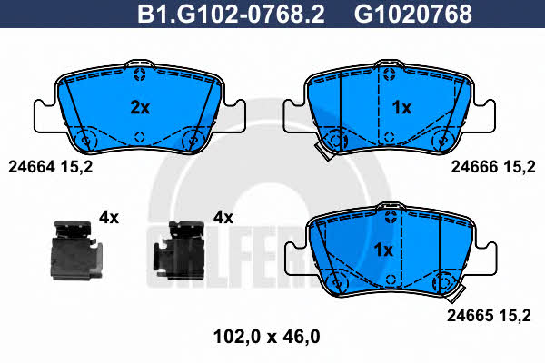 Galfer B1.G102-0768.2 Brake Pad Set, disc brake B1G10207682
