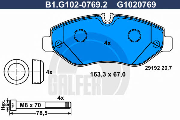 Galfer B1.G102-0769.2 Brake Pad Set, disc brake B1G10207692