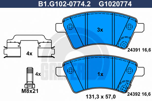 Galfer B1.G102-0774.2 Brake Pad Set, disc brake B1G10207742