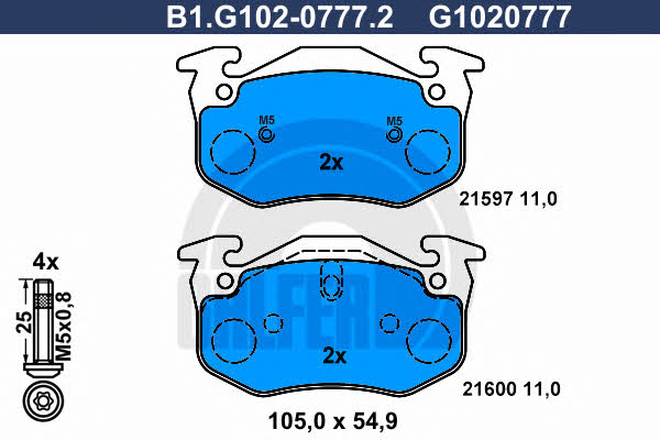Galfer B1.G102-0777.2 Brake Pad Set, disc brake B1G10207772