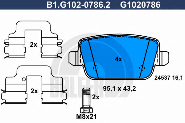 Galfer B1.G102-0786.2 Brake Pad Set, disc brake B1G10207862