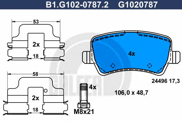 Galfer B1.G102-0787.2 Brake Pad Set, disc brake B1G10207872